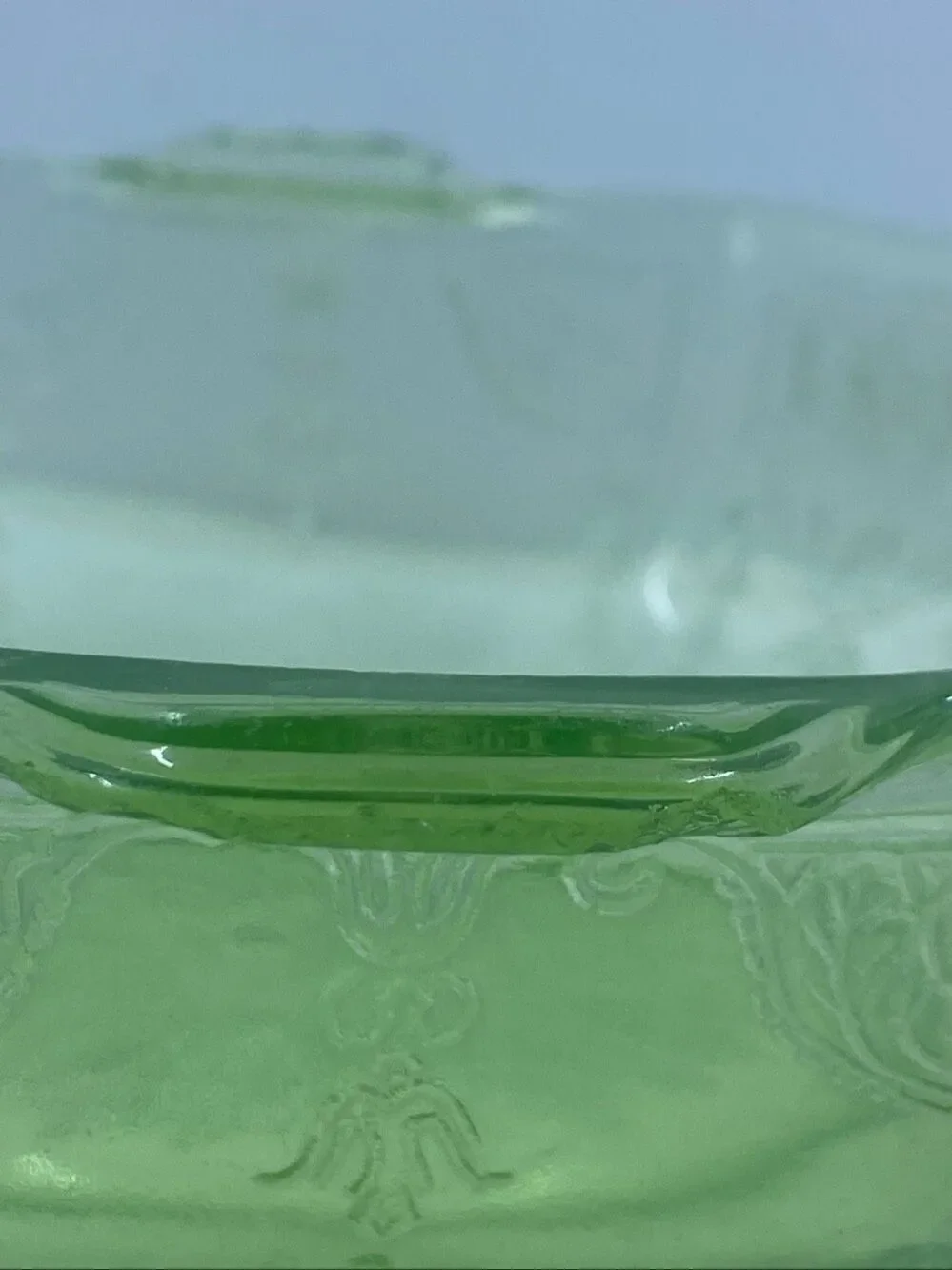 Uranium Anchor Hocking Princess Green Octagonal Depression Cereal Bowl 8” vtge